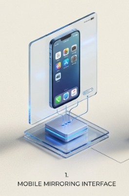GlideCast Mobile Mirroring Interface 3D Graphic