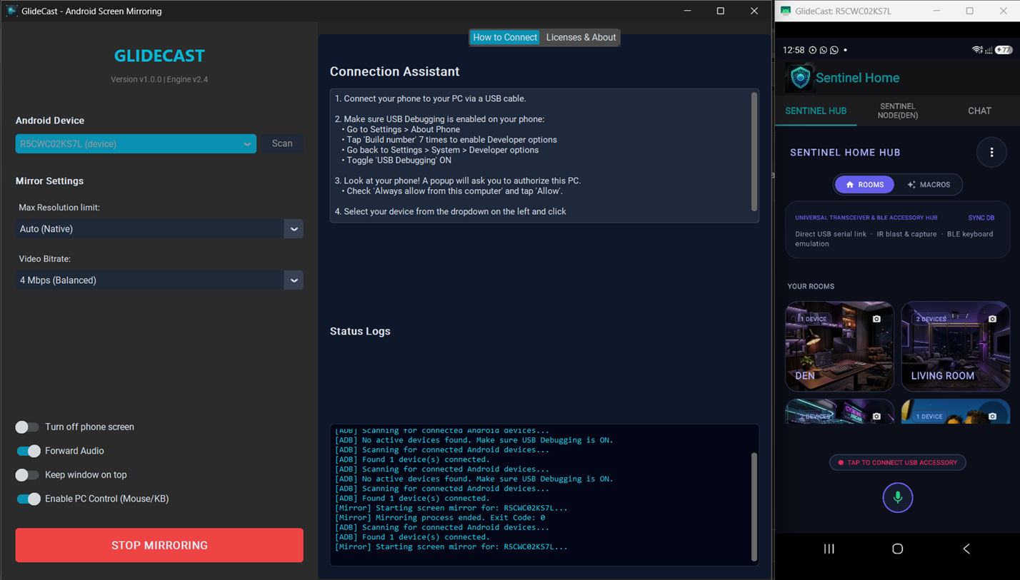 GlideCast Mirroring Interface